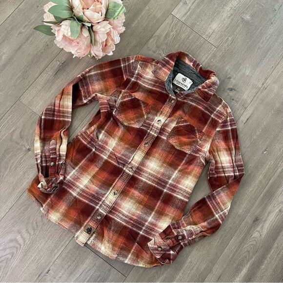 Legendary Whitetails Pumpkin Spice Orange Plaid Flannel - Picture 2 of 7